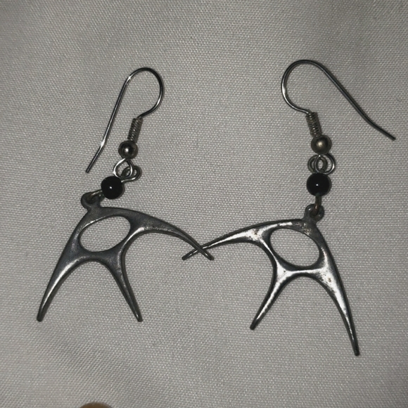 Vintage 80s Metal Earrings Hoops, Spiral Sphere , Fish 3/$25 - Picture 3 of 7